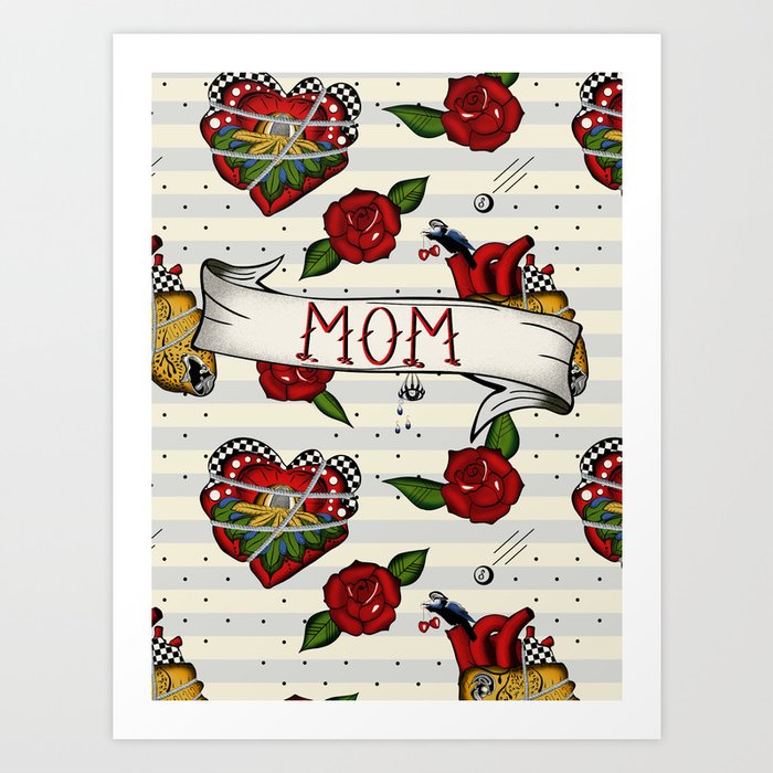 Rockabilly Tattoo Style Art Print By Kreativk Designs Society6
