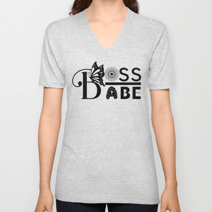 Boss Babe, Like a Boss, Girl Boss, Boss mom Office Quote, workout shirt, fitness tee, yoga, fit mom V Neck T Shirt
