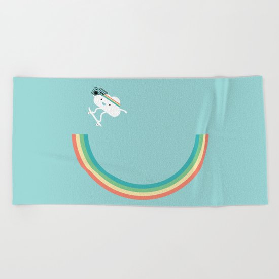 Skateboarding cloud Beach Towel