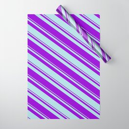 [ Thumbnail: Dark Violet & Powder Blue Colored Lined/Striped Pattern Wrapping Paper ]