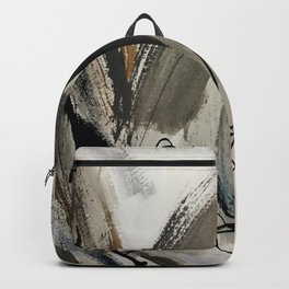 Drift [5]: a neutral abstract mixed media piece in black, white, gray, brown Backpack