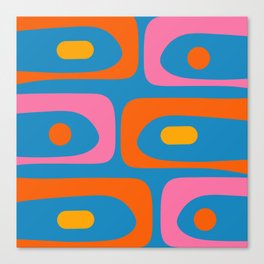 Mid Century Modern Piquet Abstract Blue Orange Pink Canvas Print