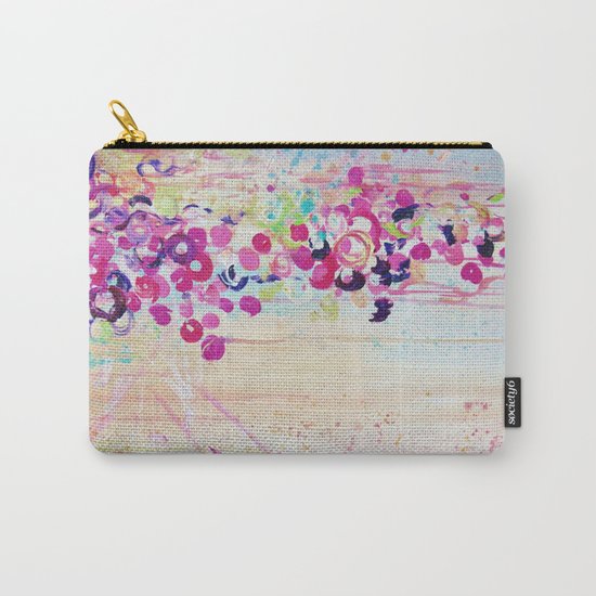 DANCE OF THE SAKURA - Lovely Floral Abstract Japanese Cherry Blossoms Painting, Feminine Peach Blue Carry-All Pouch