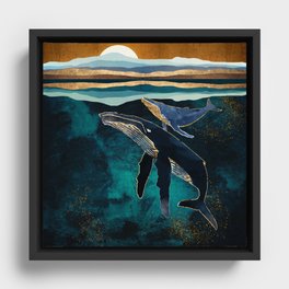 Moonlit Whales Framed Canvas