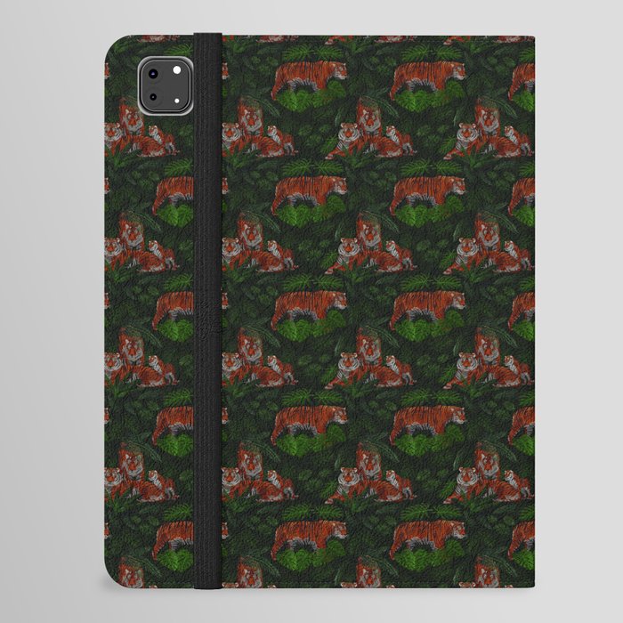  seamless pattern of group of tigers in the tropical vegetation iPad Folio Case