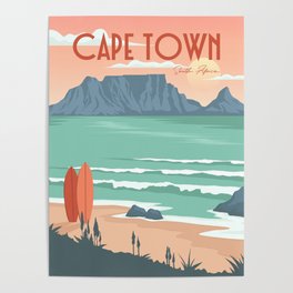Table Mountain View In Cape Town Vintage Poster Poster