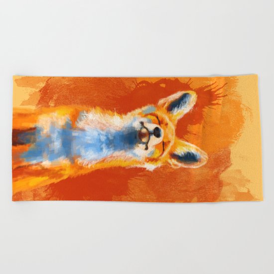 Happy Fox Beach Towel