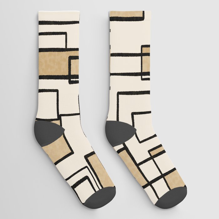 Piet Composition - Mid-Century Modern Minimalist Geometric Abstract Socks