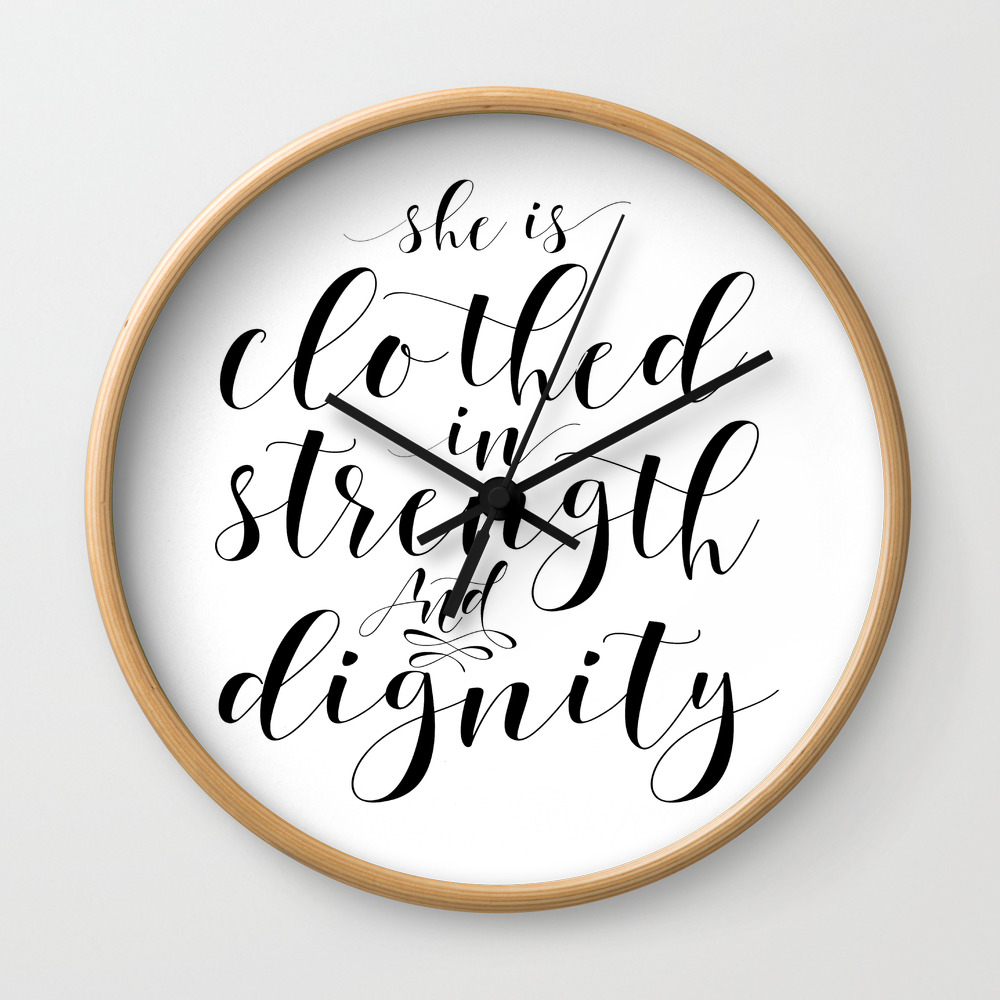 Nursery Room Decor S She Is Clothed In Strength And Nursery Room Decor S She Is Clothed In Strength And Dignity Verse Scripture Art Wall Clock