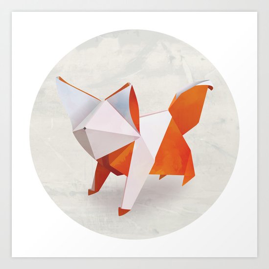 Origami Fox Art Print