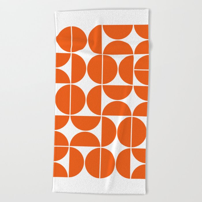 Mid Century Modern Geometric 04 Orange Beach Towel