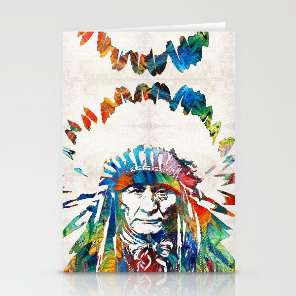 Native American Art - Chief - By Sharon Cummings Stationery Cards