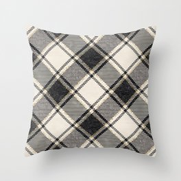 Traditional Retro Rustic Black and White Festive Plaid Pattern with Glitters Throw Pillow