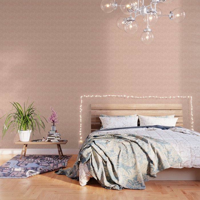 Metallic Rose Gold Honeycomb Blush Pattern Wallpaper