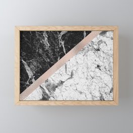 Monochrome marble designer - rose gold Framed Mini Art Print