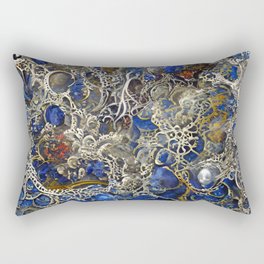 Silver and Azurite Rectangular Pillow