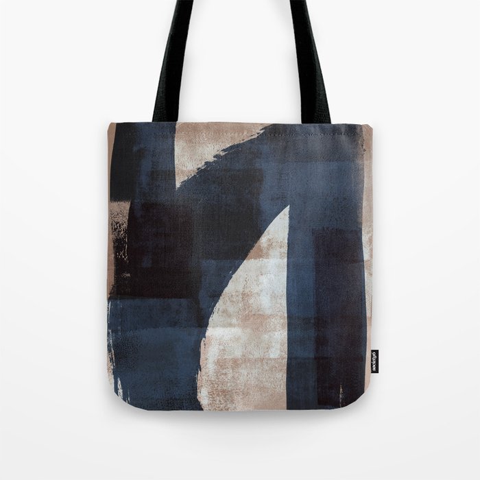 Just Tan and Indigo 3 | Expressive Minimalist Abstract Tote Bag