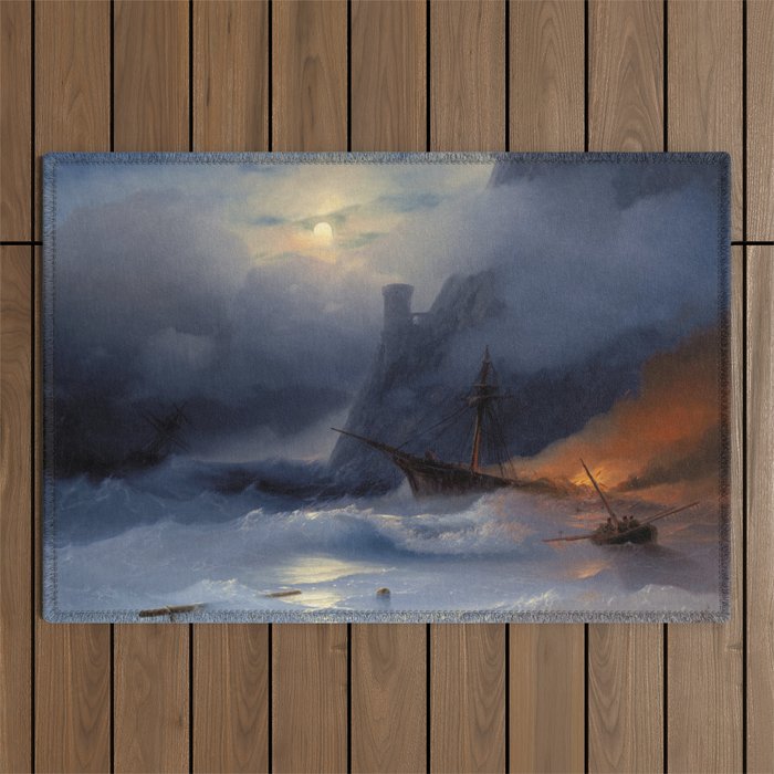 Tempest, 1855 by Ivan Aivazovsky Outdoor Rug