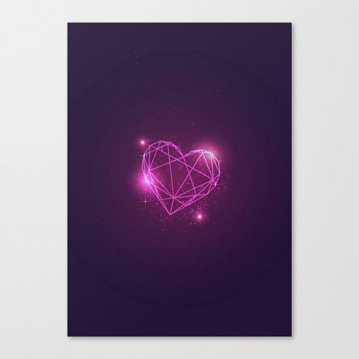 Shimmering Pink Geometric Heart Canvas Print