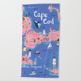 Cape Cod map Beach Towel