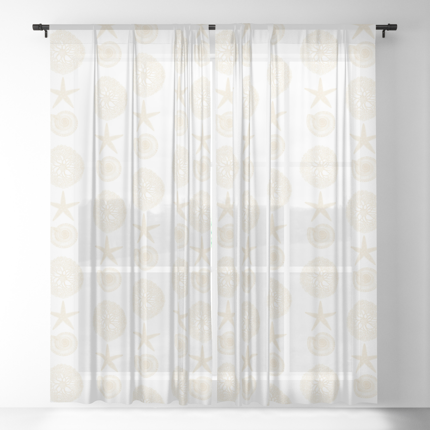 Beachy Seashell Pattern Sheer Curtain By Illustrateme Society6
