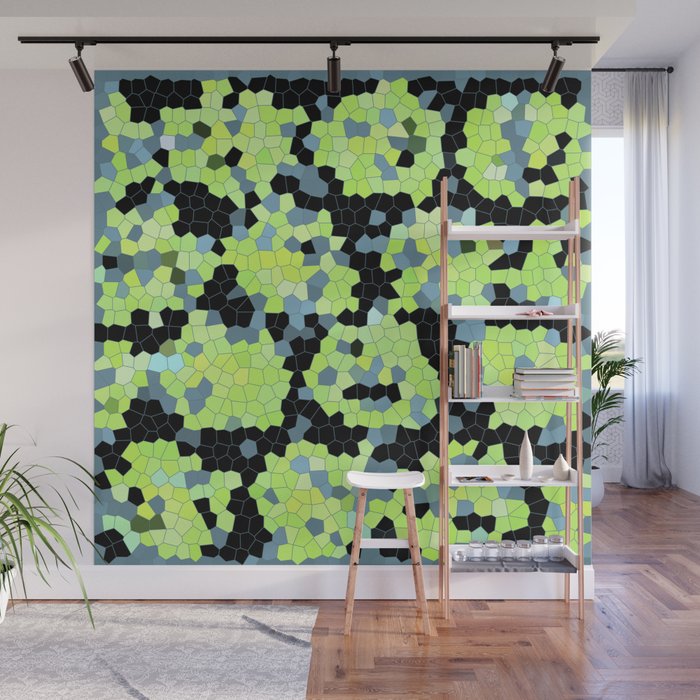 Cell Print Home Decor Graphic Design Pastel Colors Green Grey Blue Black Mint Lime Kiwi Wall Mural By Lubo