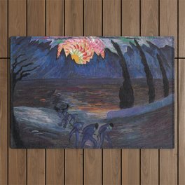 Mountain Sunrise after Fishing nautical landscape painting by Marianne von Werefkin Outdoor Rug