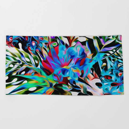 Tropical flowers Beach Towel