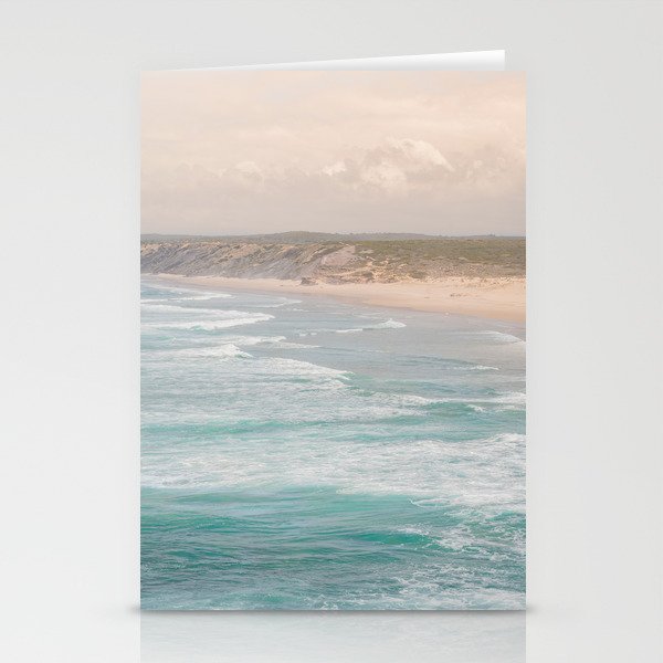 Sunset on Bordeira’s Beach | Pastel Color Beach Photography in Portugal Art Print | Ocean Waves in Color Stationery Cards