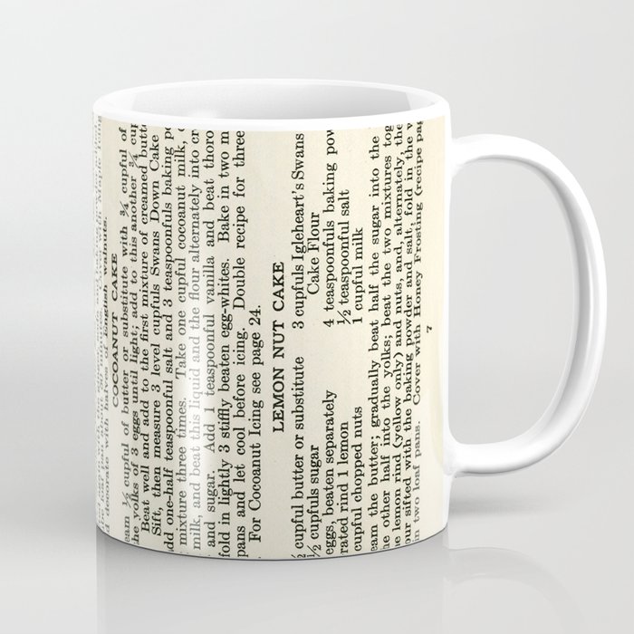 Vintage Recipe Maple Syrup Cake and Illustration Coffee Mug