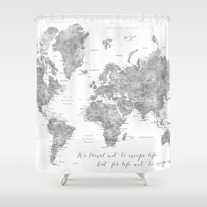 World Map Shower Curtain