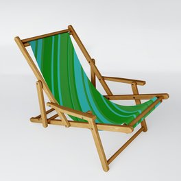 [ Thumbnail: Forest Green, Green & Light Sea Green Colored Pattern of Stripes Sling Chair ]