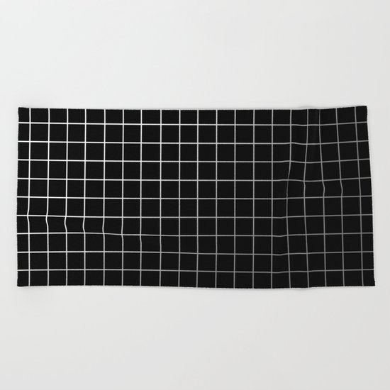 Metal Cage - Industrial, metallic grid pattern Beach Towel