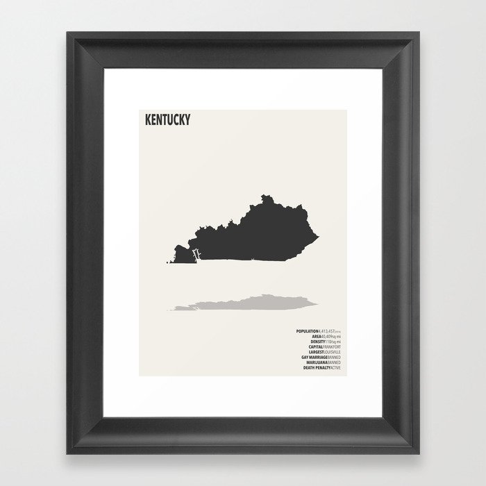 Kentucky Map Framed Art Print