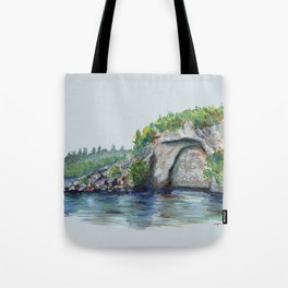 Maori carving on the lack Taupo, New Zealand Tote Bag