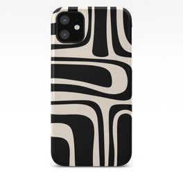 Palm Springs - Midcentury Modern Abstract Pattern in Black and Almond Cream  iPhone Case