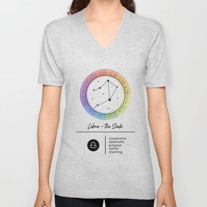 Libra Zodiac | Color Wheel V Neck T Shirt