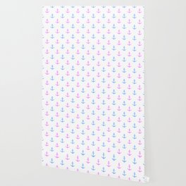 Pink and Blue Nautical Anchors Wallpaper