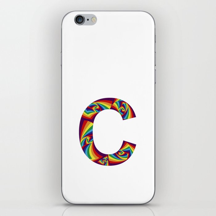 capital letter C with rainbow colors and spiral effect iPhone Skin