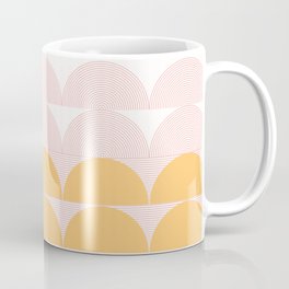 Geometric Lines Design 11 in Shades of Mustard Yellow Pale Pink (Sunrise and Sunset) Mug