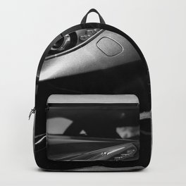 Super Car // Front Wheel Base Low Rims Dark Charcol Gray Black and White Backpack