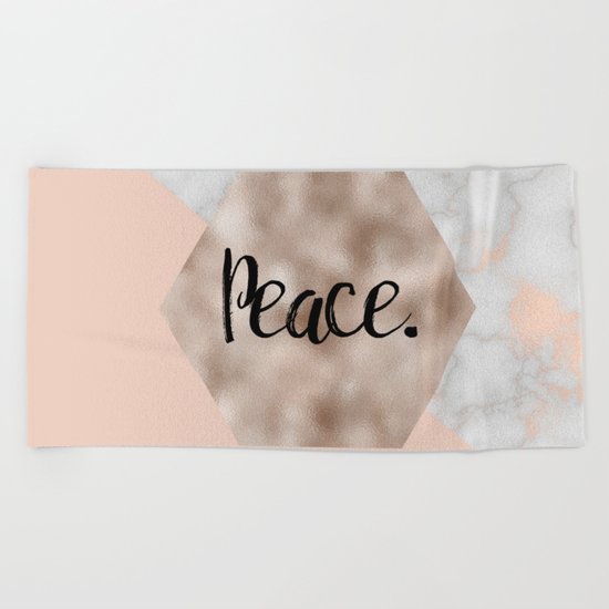 Rose gold layers - peace Beach Towel