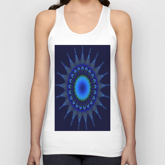 Blue kaleidoscope fractal star Unisex Tank Top
