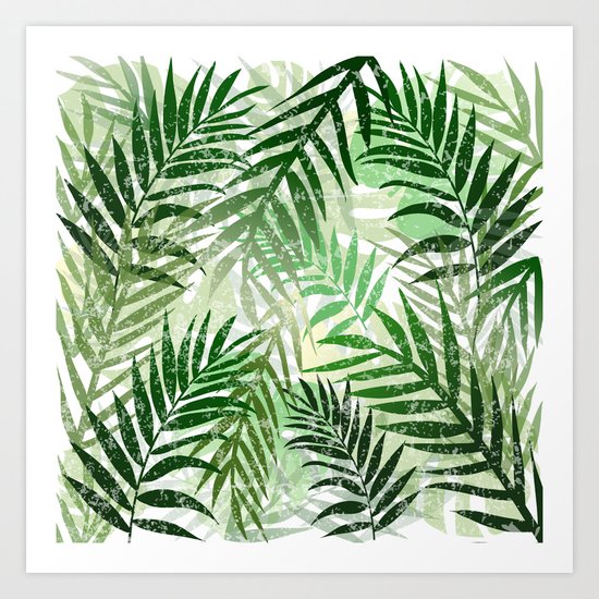 Tropical Green leaves Art Print