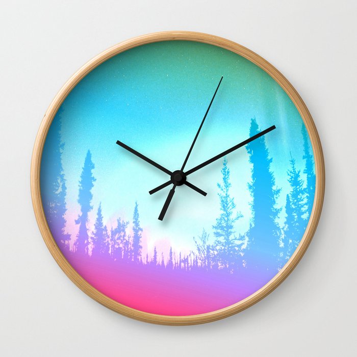 Bright Colorful Forest Wall Clock