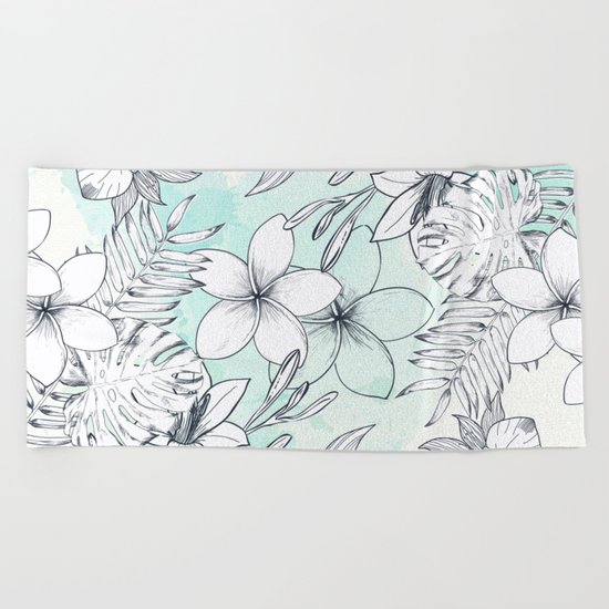 Floral Sketches Beach Towel