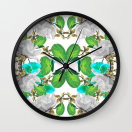 Abstract Nature Print Wall Clock | Botanical, Kaleidoscopeprint, Flowerprint, Colorful, Kaleidoscope, Graphicdesign, Botanicart, Natureprint, Zala02Creations, Digitalcollage 