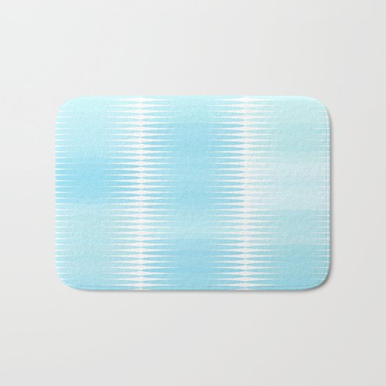 Ocean Blue Geometric Abstract Bath Mat