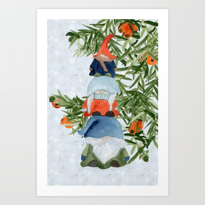Gnomes for the Holidays Art Print