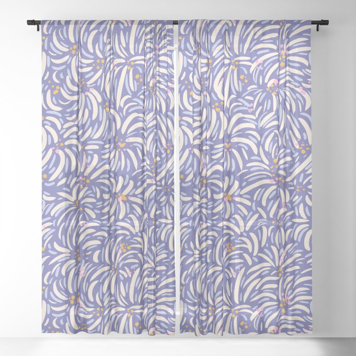 Powerful and floral pattern Sheer Curtain
